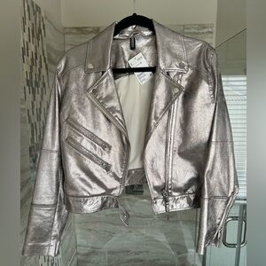 H&M divided metallic silver jacket